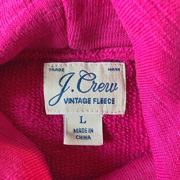 J. Crew Vintage Cotton Terry Turtleneck Sweatshirt Fuchsia Magenta Pink size L - Picture 3 of 6